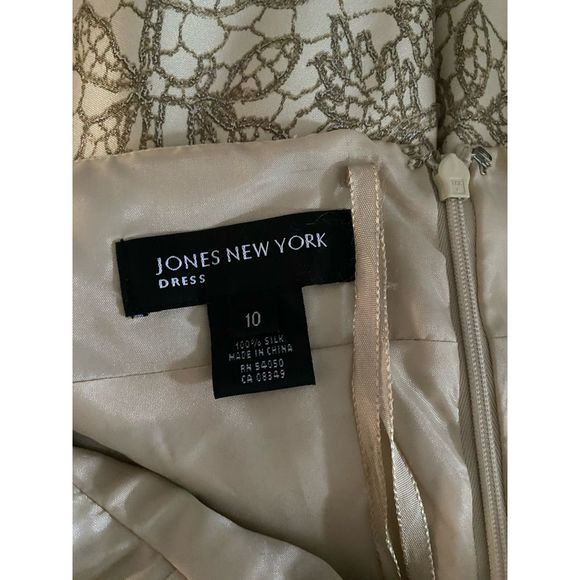 Jones New York Halter MIDI Dress 100% silk size 10 beige floral dress - Picture 8 of 8